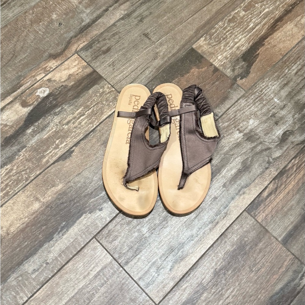 Pedro Garcia Brown Elastic-Back Thong Sandals for Women